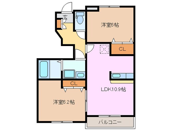 桃園駅 徒歩18分 1階の物件間取画像